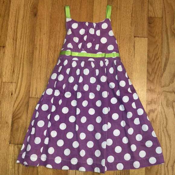 purple dress with white polka dots